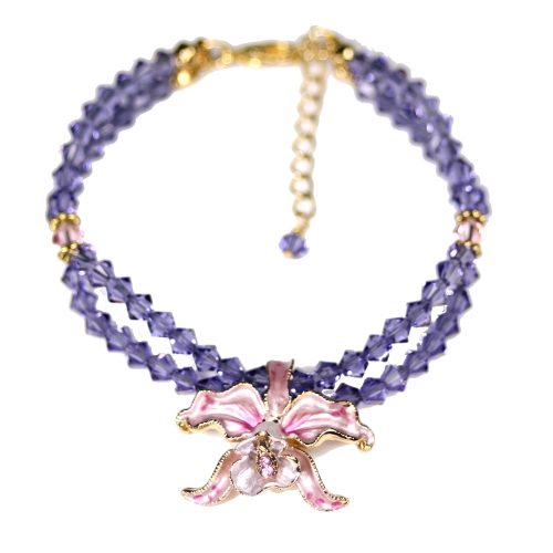 Orchid bracelet pink petals tanzanite crystals