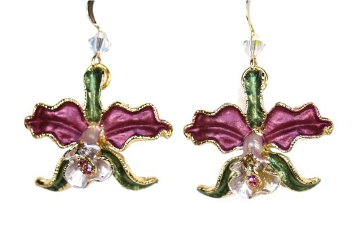 Orchid earrings red petals