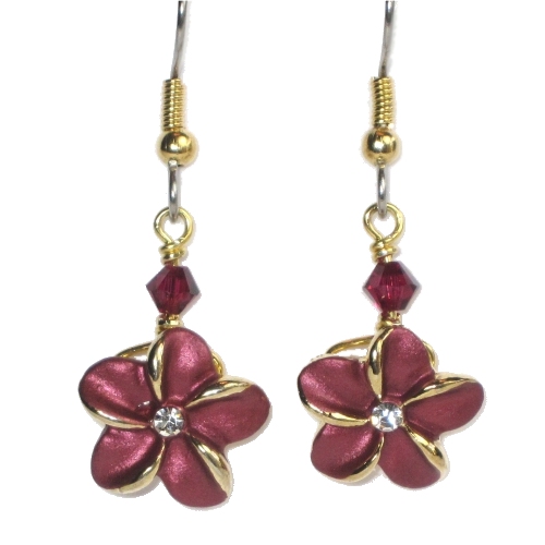 Ruby Classic Plumeria Earrings