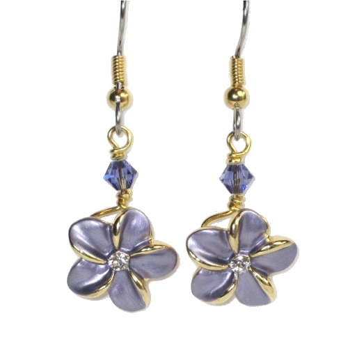 Tanzanite Classic Plumeria Earrings - Image 2
