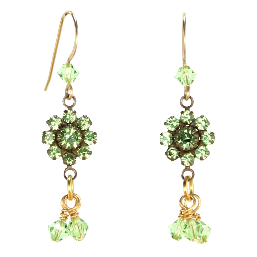 Peridot Flower Dangle Earrings - Image 2