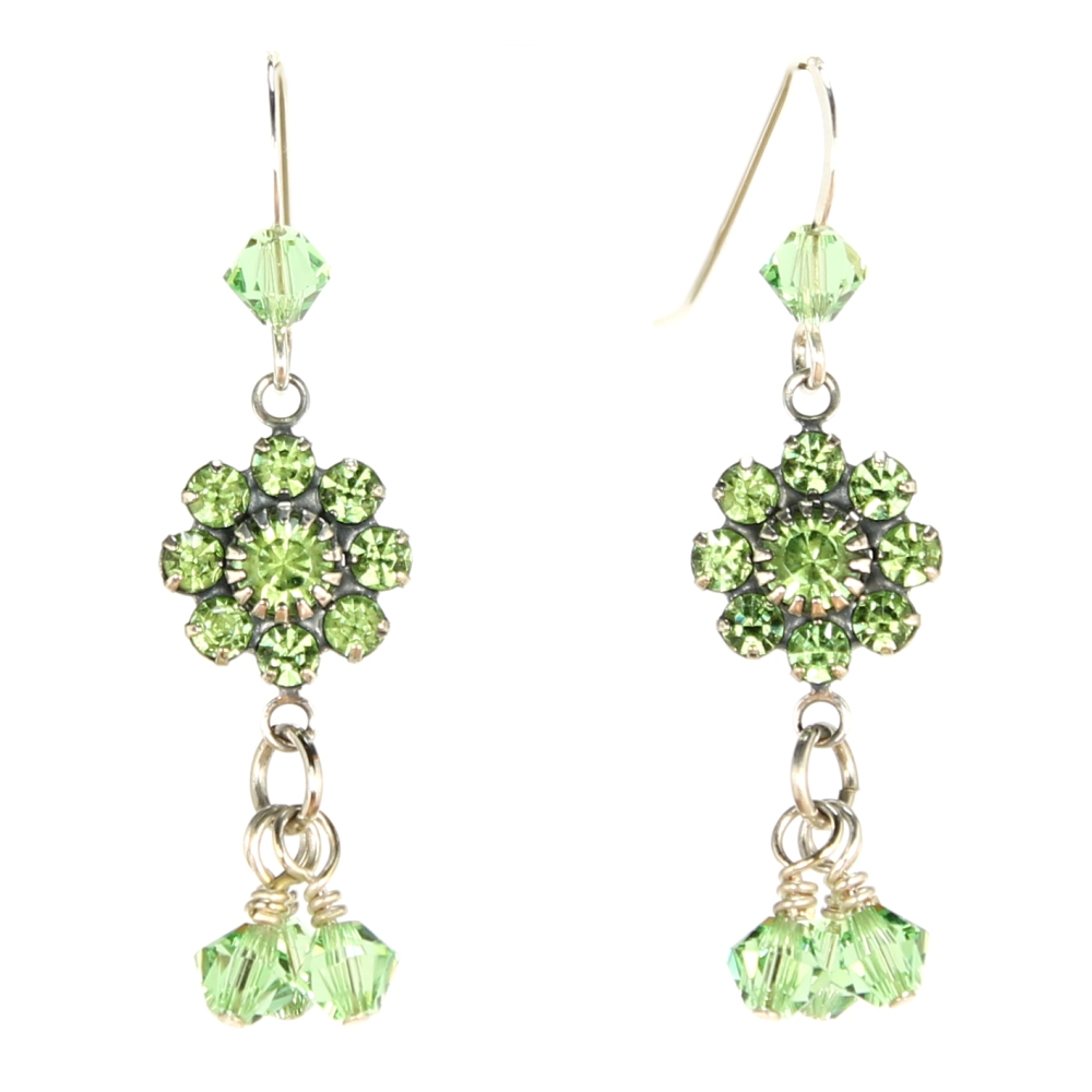 Peridot Flower Dangle Earrings