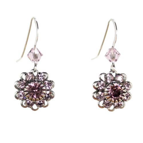 Lt. Amethyst Small Round Flower Earrings