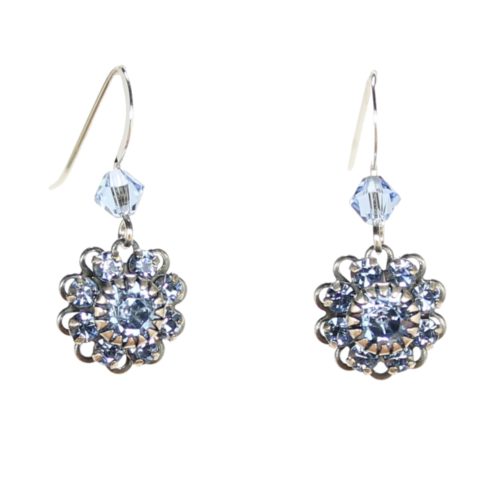 Lt. Sapphire Small Round Flower Earrings