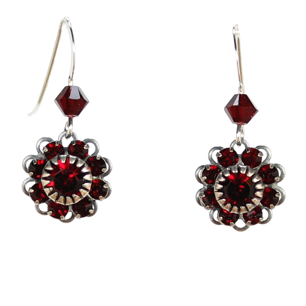 Siam Small Round Flower Earrings