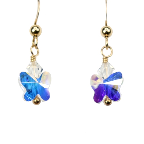 Crystal April Birthstone Butterfly Earrings - Image 2