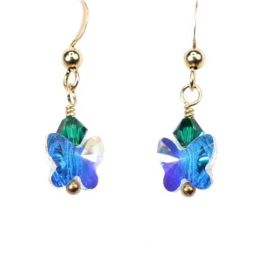 Emerald May Birthstone Butterfly Earrings - Image 2