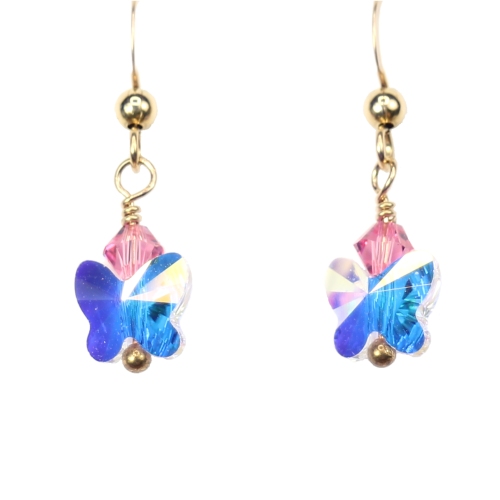 Rose October Birthstone Butterfly Earrings - Image 2