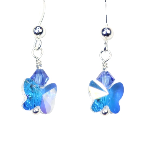 Sapphire September Birthstone Butterfly Earrings