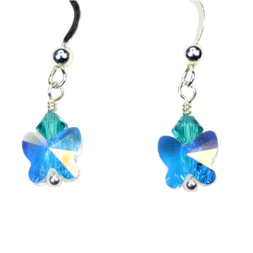 Blue Zircon December Birthstone Butterfly Earrings