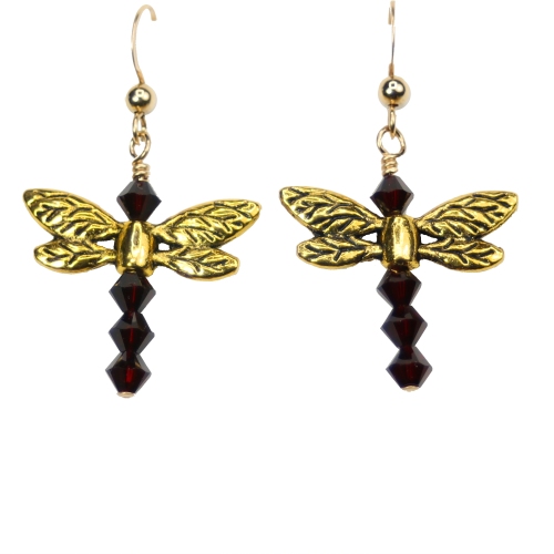 Amethyst February Birthstone Dragonfly Earrings - Image 2