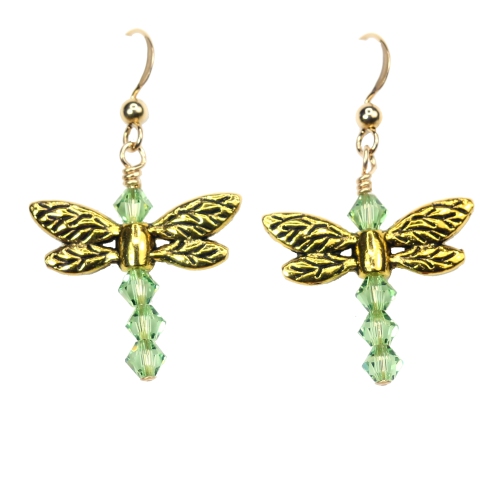 Peridot August Birthstone Dragonfly Earrings - Image 2