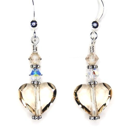 Titanium Earrings Aquamarine Heart Crystals | Nonita Jewelry