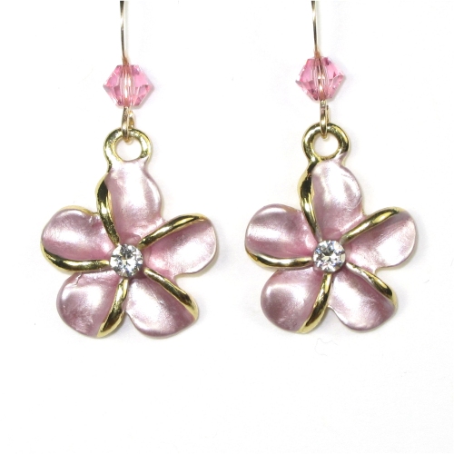 Lt. Rose Larger Plumeria Earrings