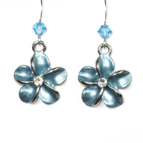 Aqua Larger Plumeria Earrings