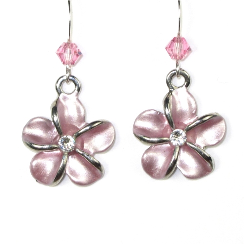 Lt. Rose Larger Plumeria Earrings - Image 2
