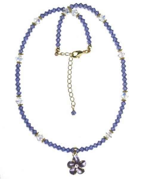Tanzanite Single Plumeria Necklace