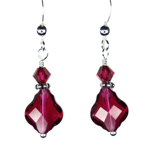 Small Baroque Swarovski® Crystal Earrings - Fuchsia