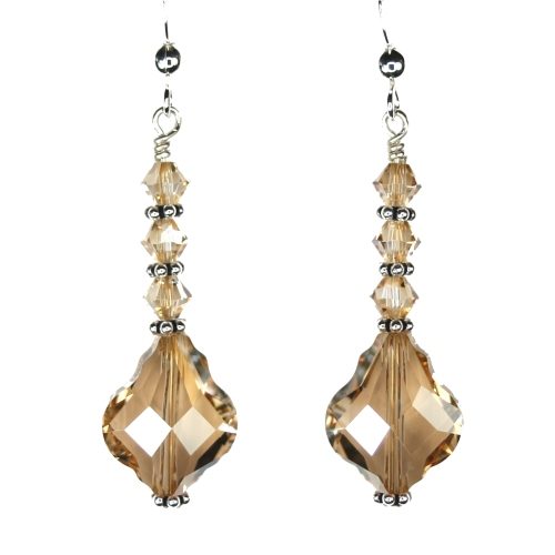 Large Baroque Swarovski® Crystal Earrings - Golden Shadow