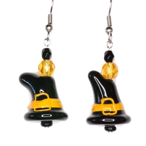 Witch Hat Lampwork Earrings