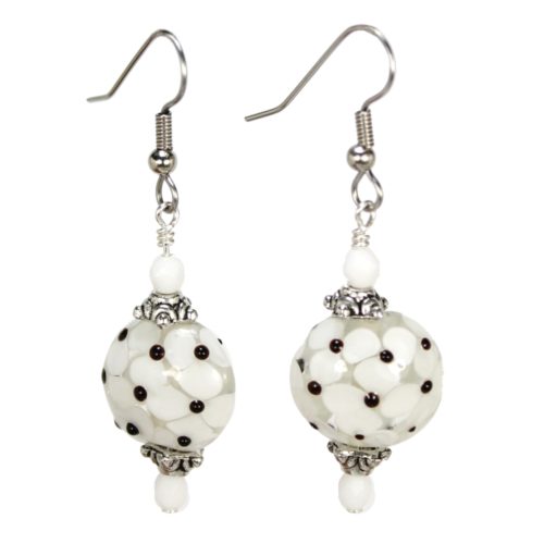 Clear/White/Black Dots Small Coin Earrings