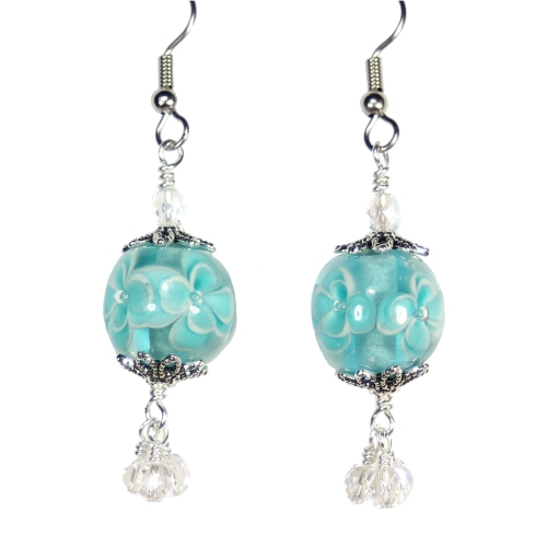 Aqua Flower Bubble Earrings – Sky Blue Designs, LLC
