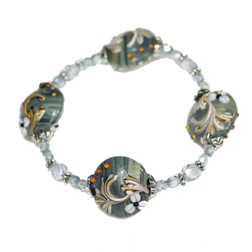 Asian Fan Flower Coin Bracelet