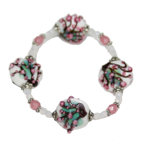 Cherry Tree Flower Coin Bracelet