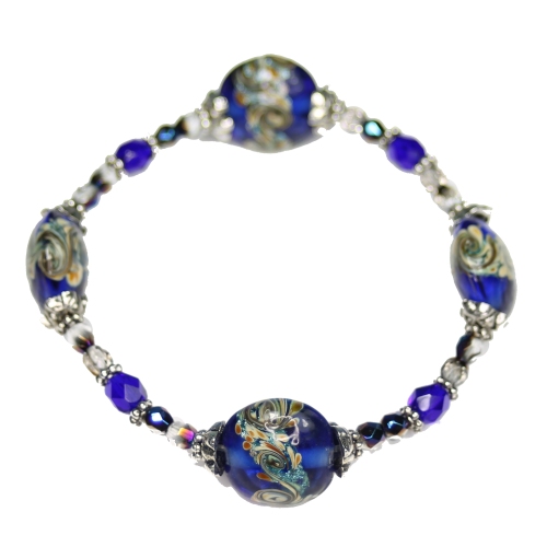 Cobalt Swirl Coin Bracelet