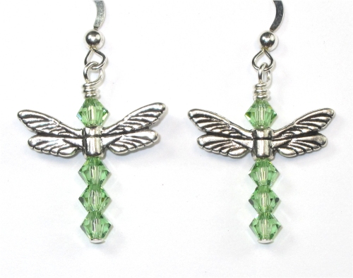 Peridot August Birthstone Dragonfly Earrings