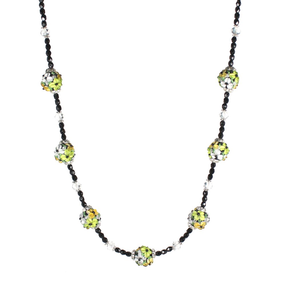 Black and Yellow Flower Round Necklace