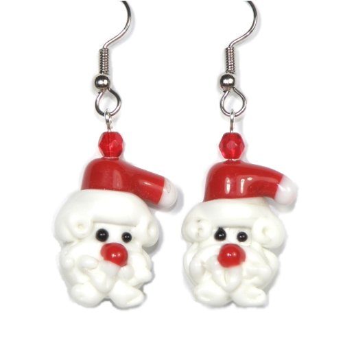 Santa Face Lampwork Earrings