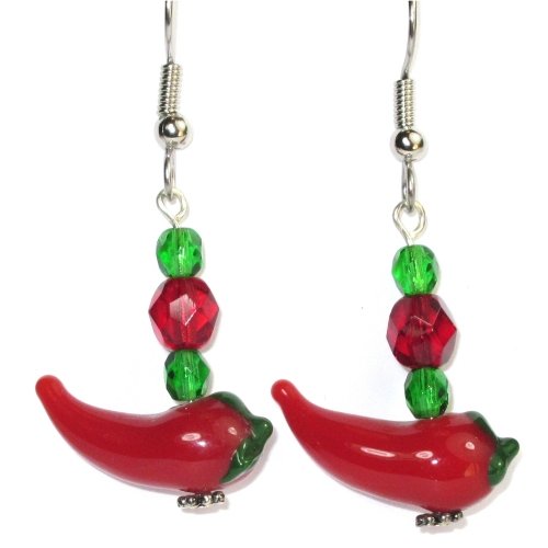 Chili Pepper Lampwork Earrings