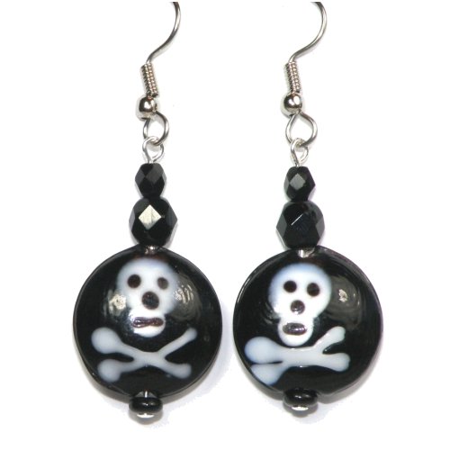 Jolly Roger Lampwork Earrings
