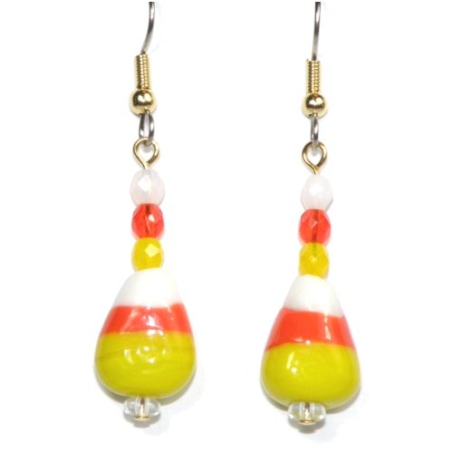 Candy Corn Lampwork Earrings