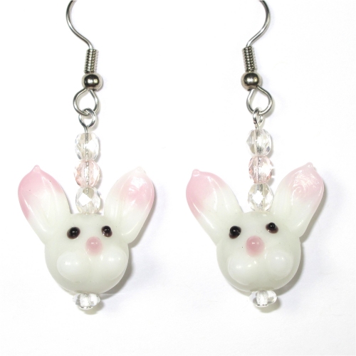 Bunny Face Lampwork Earrings