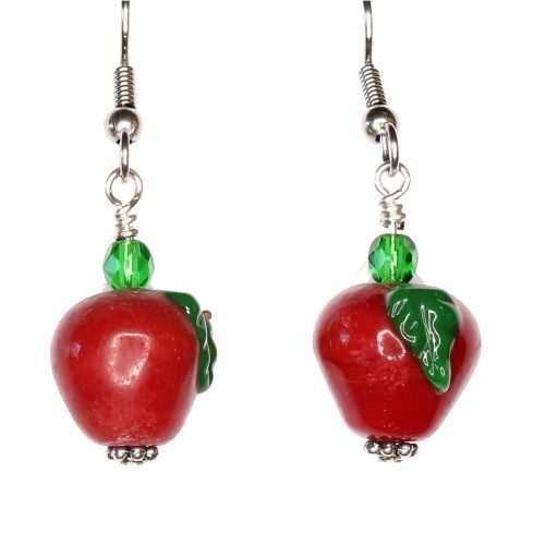 Red Apple Lampwork Earrings