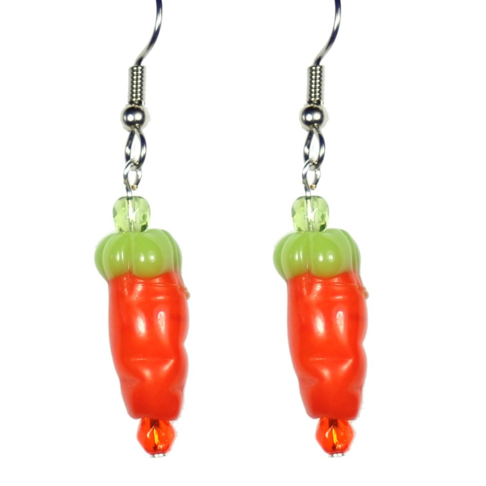 Carrot Lampwork Earrings
