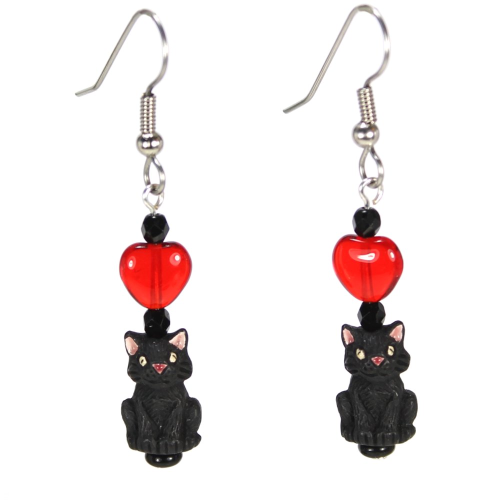 Black Cat Teeny Tiny Peruvian Ceramic Earrings