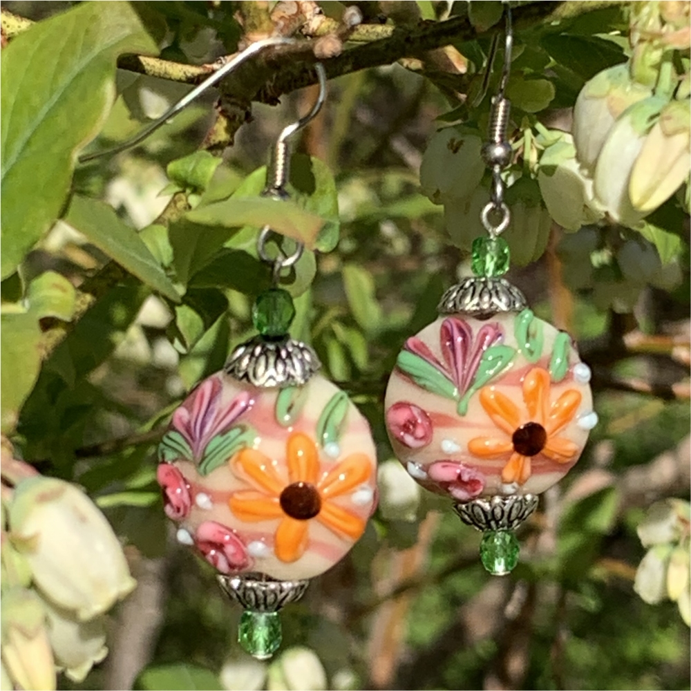 Wildflower Flower Coin Earrings - Image 2