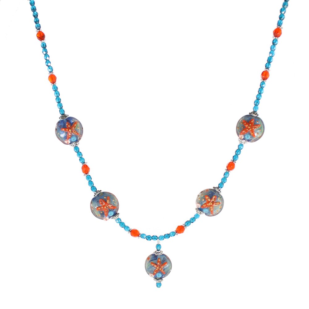 Starfish - Large Orange Lampwork Necklace