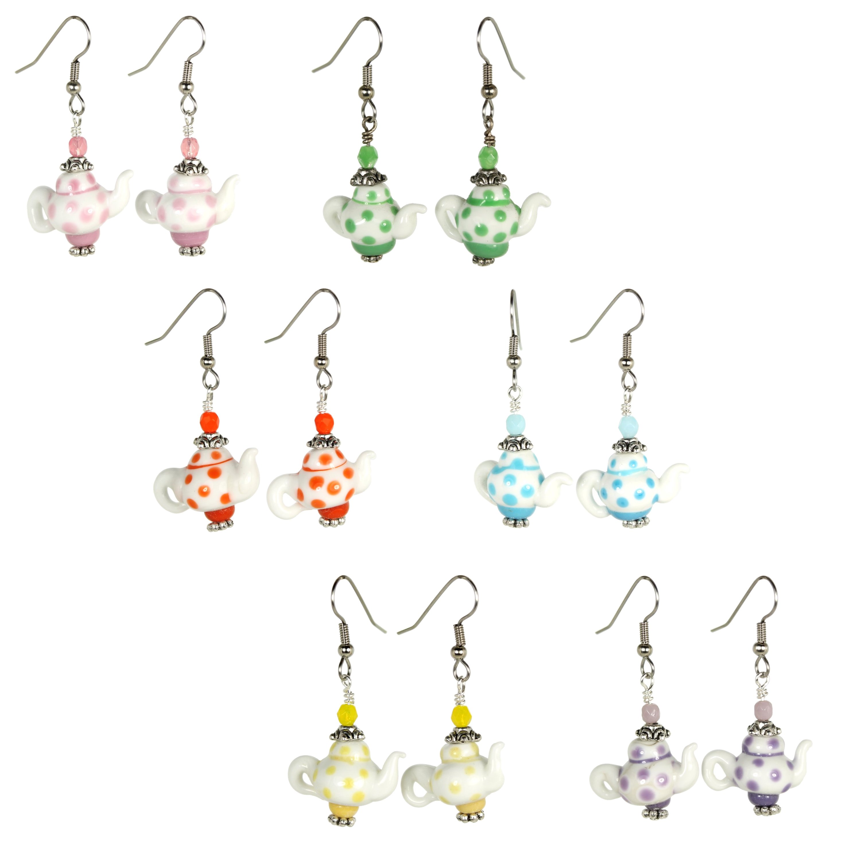 Teapot Lampwork Earrings
