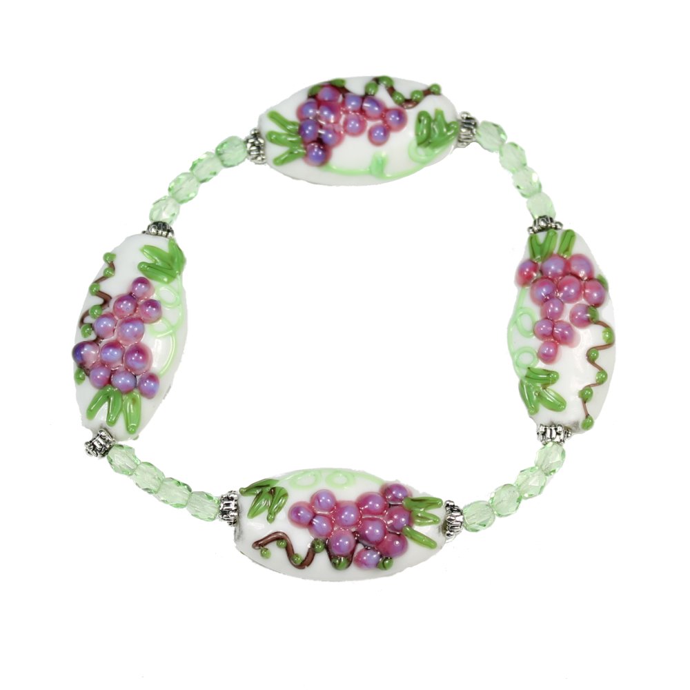 Grape Oval Lampwork Bracelet