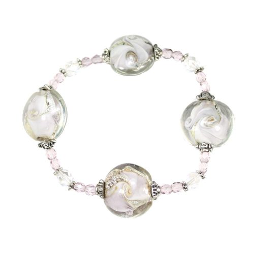 Lt. Amethyst/Silver Swirl Coin Lampwork Bracelet