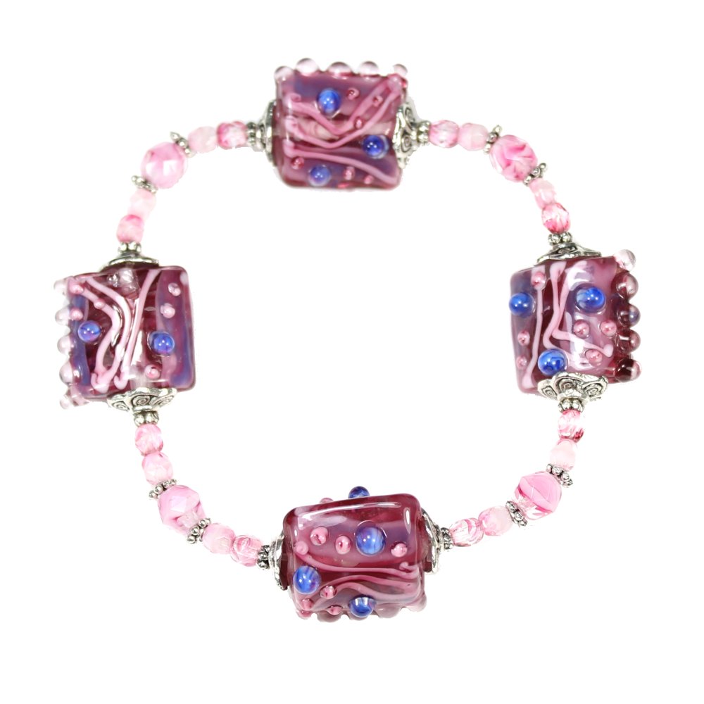 Fuchsia/Pink Stripe Rectangle Bracelet