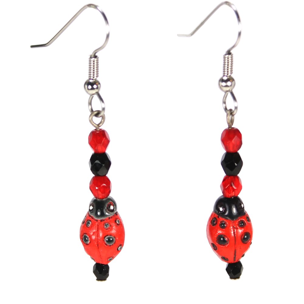 Ladybug Teeny Tiny Peruvian Ceramic Earrings