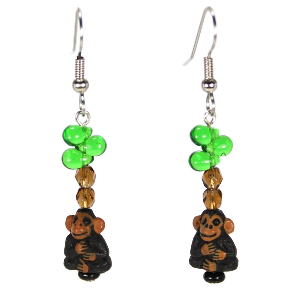 Chimpanzee Teeny Tiny Peruvian Ceramic Earrings