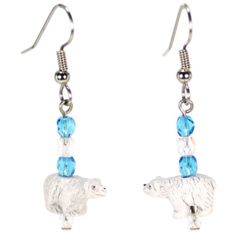 White Polar Bear Teeny Tiny Peruvian Ceramic Earrings
