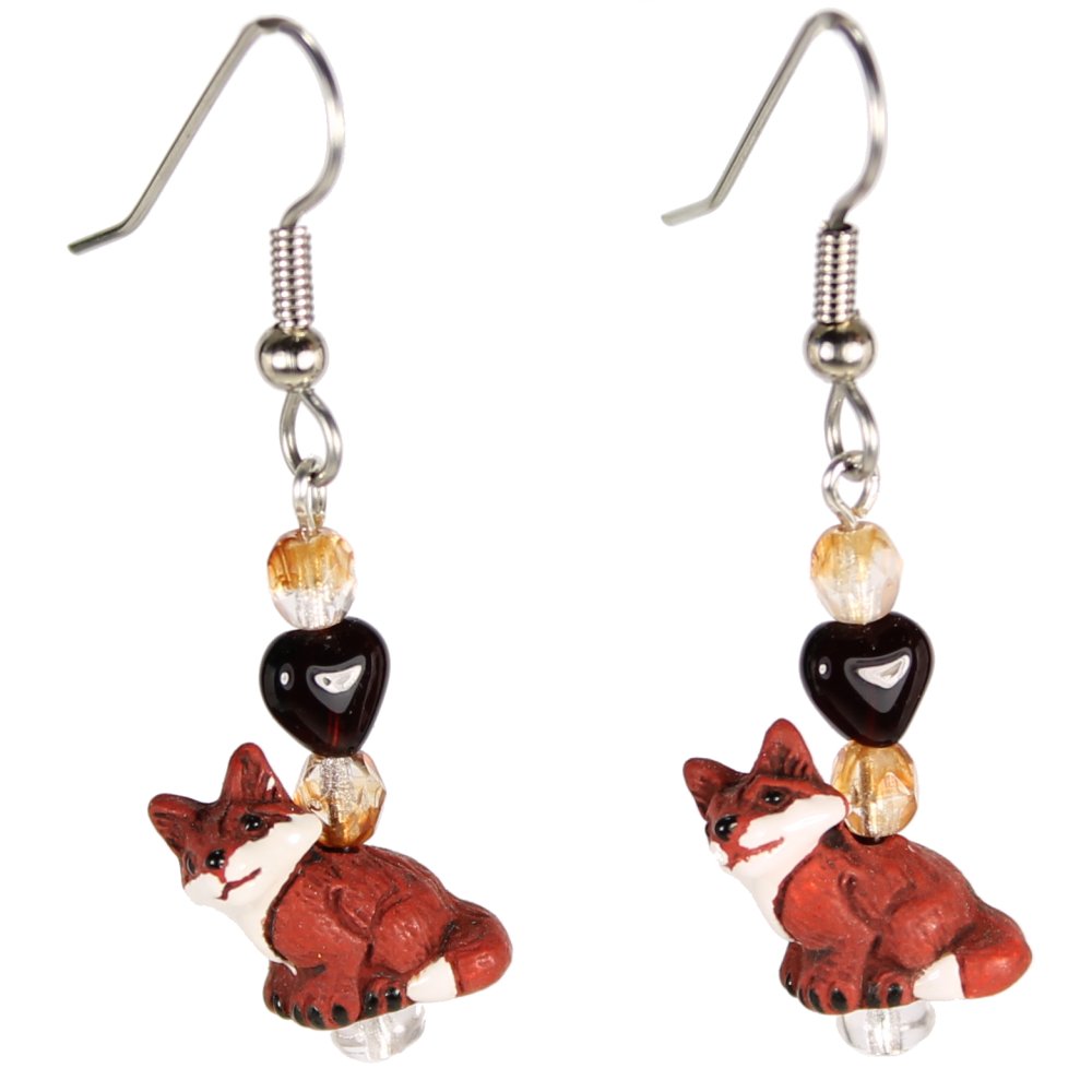 Fox Teeny Tiny Peruvian Ceramic Earrings
