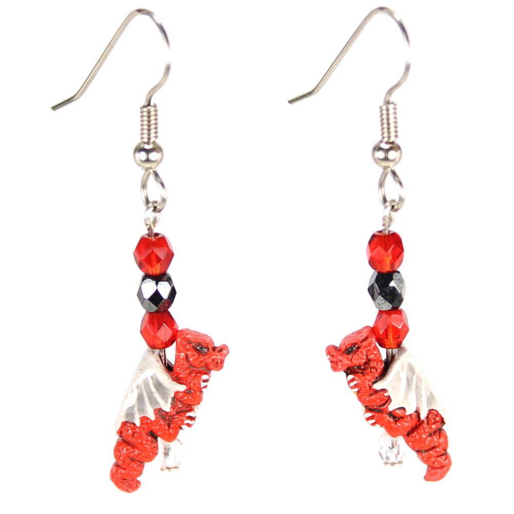 Red Dragon Teeny Tiny Peruvian Ceramic Earrings